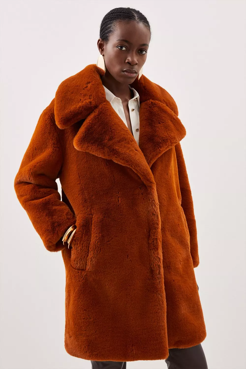 Tall Faux Fur Cocoon Short Coat Karen Millen